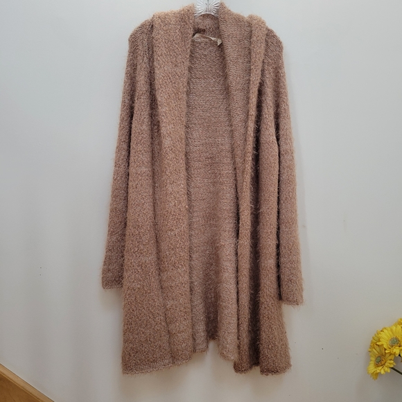 Soft Surroundings knit pink hooded cardigan - Picture 1 of 10